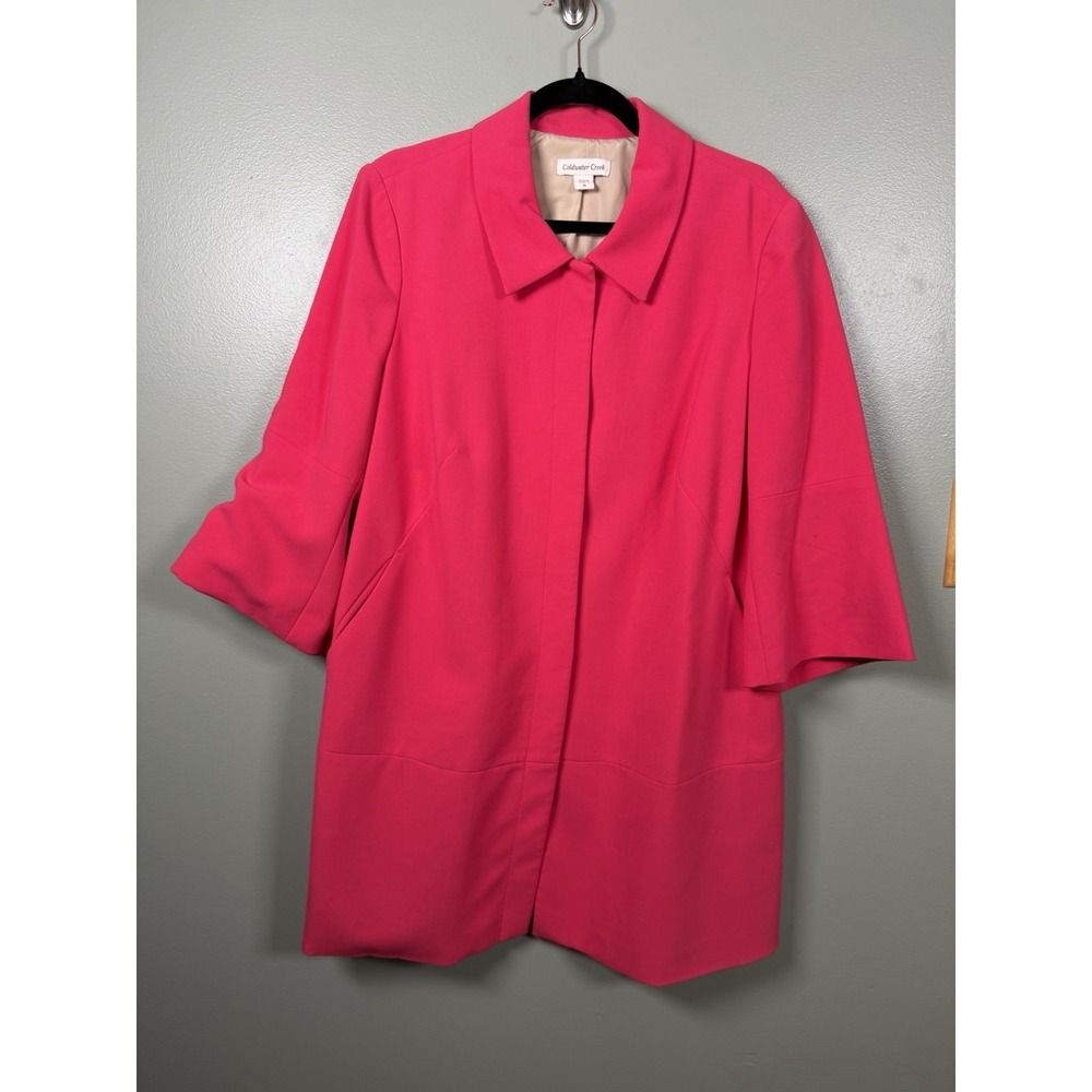 Coldwater Creek Hot Pink Swing Coat Jacket Hidden Snap Front Size 16